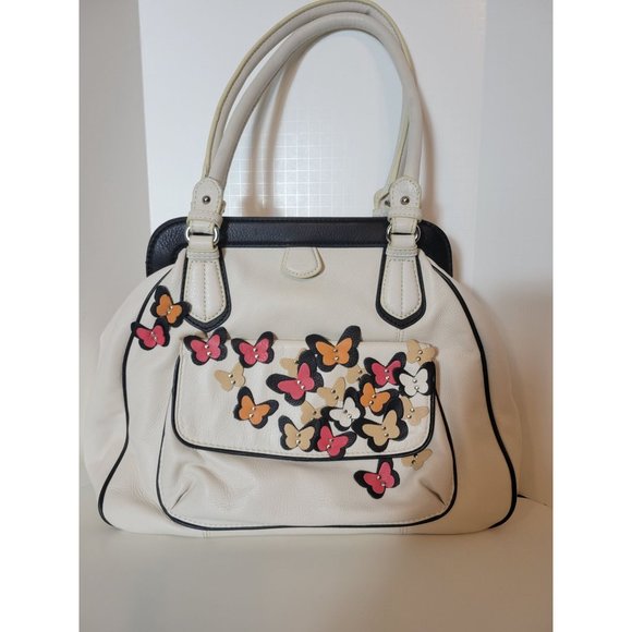 Frosting by Mary Norton Butterfly Leather Carpetbag Purse Handbag - Picture 1 of 8